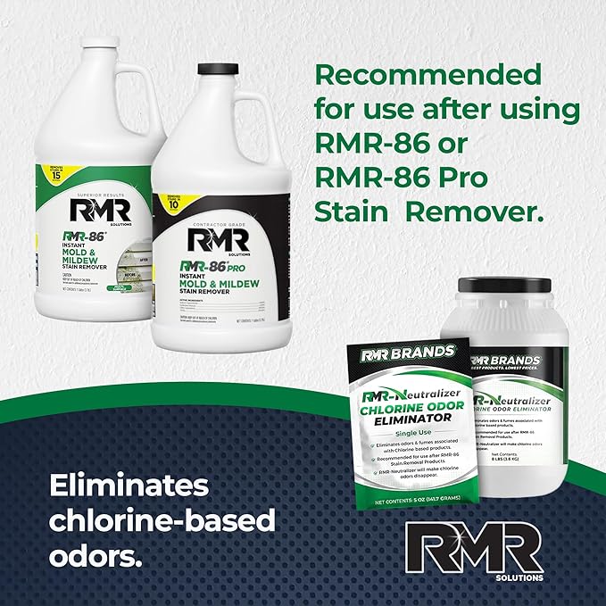 RMR-Neutralizer, Chlorine and Bleach Odor Eliminator - Neutralizes Odors From Chlorine and Bleach-Based Indoor & Outdoor Cleaners, 5oz Makes 1 Gallon, 8 pounds