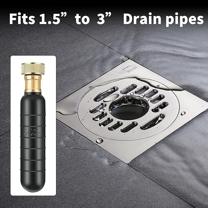 GlückMarine Medium Drain Cleaning Bladder fits 1.5 to 3 Inch Drain Pipes unclogs Stubborn Blockages in Kitchen Sink Bathtub Main Drain and Sewer Line with Water Power