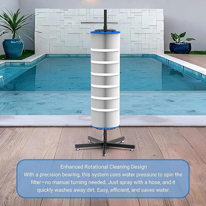 GARVIN Cyclone Pool Filter Cartridge Cleaner with Stand – 360° Rotating Cartridge Washer for 3", 4", 6" Filters – Quick Deep Cleaning with Heavy-Duty Stable Base