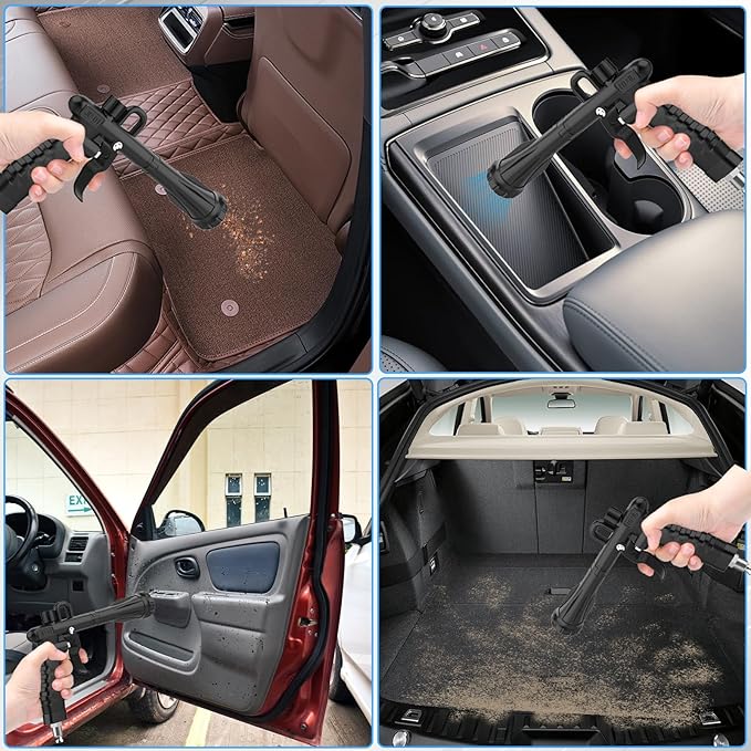 Air Cleaning Gun for Car Interior Detailing, High Pressure Air Blower Auto Detailing Tool for Quickly Blasts Dirt and Dust, Air Blaster for Car Detailing, Black