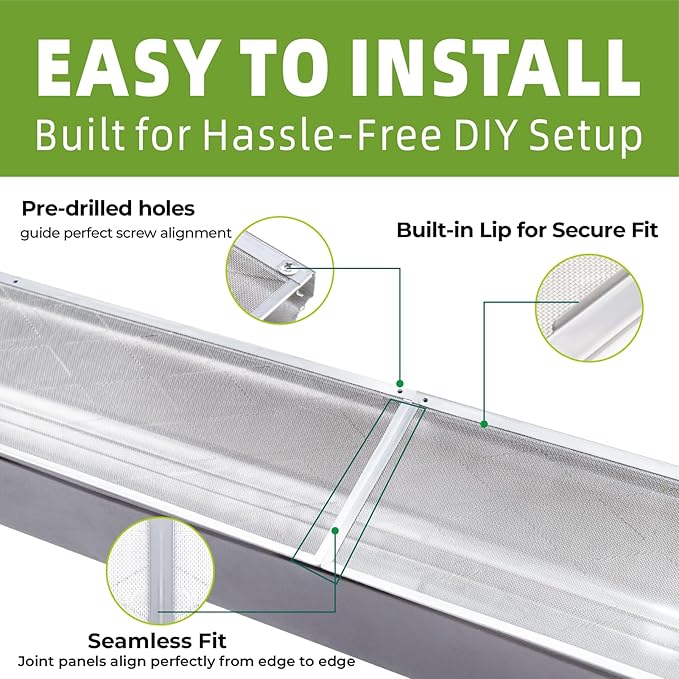 Gutter Guard – 100% Stainless-Steel Micro-Mesh Design, Pine Needle & Small Debris Protection, Fits 5 in K‑Style & Half‑Round Gutters, DIY Screws Included (5in Sample - 1 Panel)