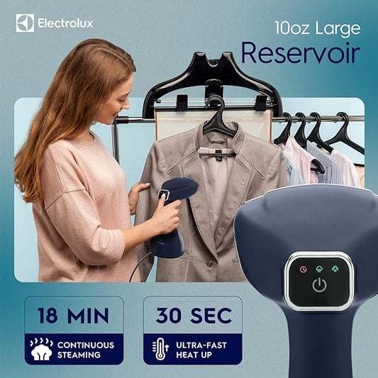Electrolux Steamer for Clothes, LX15003 Portable Handheld Fabric and Garment Steamer Iron Press Wrinkle Remover with Lint Remover & Fabric Brush – Blue