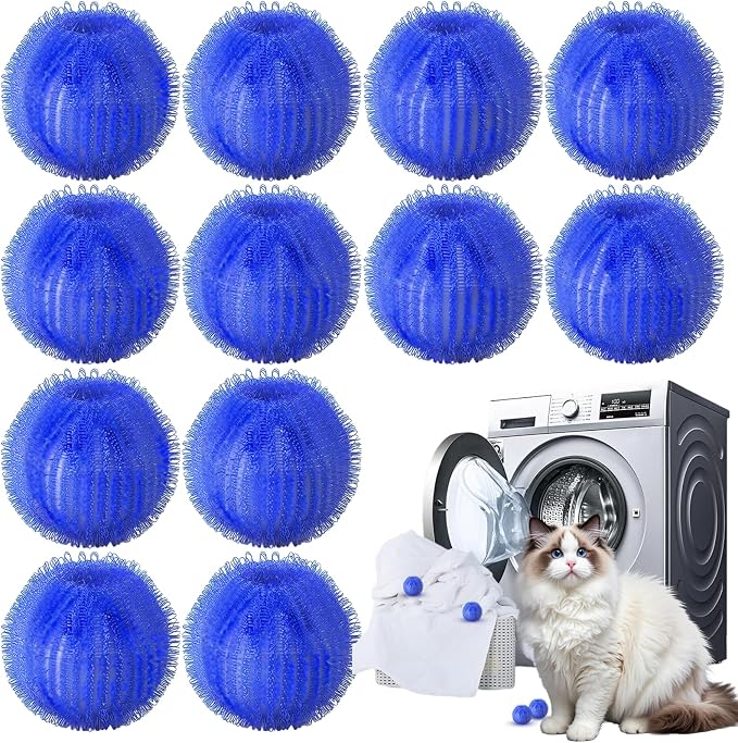 Pet Hair Remover for Laundry, Reusable Dog & Cat Hair Remover Tool, Effectively Removes Pet Hair, Lint and Dander from Bedding and Clothing, Suitable for Washing Machines, Dryers -12PCS by GJPSBEN