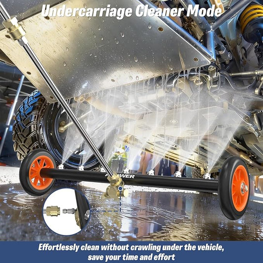 Undercarriage Pressure Washer Attachment, 24" Water Broom and Under Carriage Car Cleaner, Electric Power Wash Accessories with 3 Pieces Extension Wand, 1/4" Connector, 4000 PSI, Black