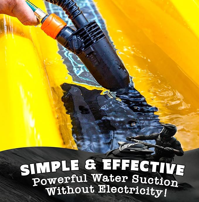 Salty Captain FlowVac Water Vacuum – Venturi-Powered Suction for Fast Water & Debris Removal – No Electricity Needed – Ideal for Boats, 4WD, Pools & Home Cleanup – Lightweight, Durable & Easy to Use