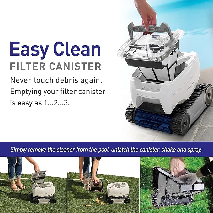 Polaris P70 Robotic Pool Cleaner for Flat Bottom Pools, Transparent Lid w/Easy Clean Filter Canister, Compact & Lightweight
