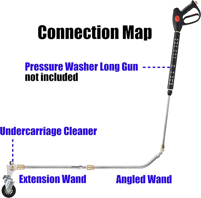 M MINGLE Pressure Washer Undercarriage Cleaner, Under Car Wash, with 45 Degree Angled Wand