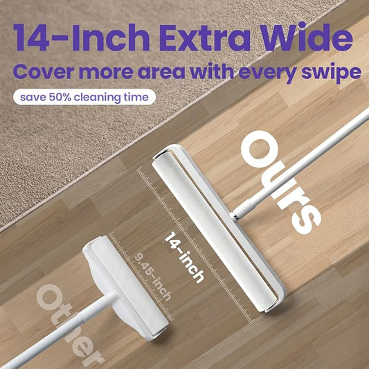 DELOMO 14.17" Large Lint Roller Refills (4 Packs 200 Sheets) – Compatible Only with DELOMO 14.17 in Giant Lint Roller – Extra Sticky Floor Lint Roller Refill for Carpets, Bedding, Couches, Pet Hair - Image 2