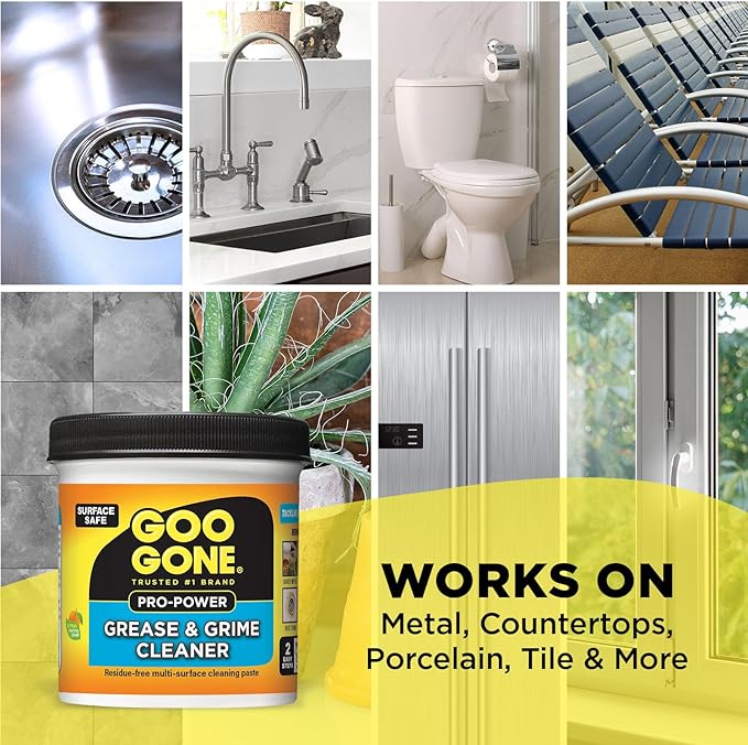 Goo Gone Grease & Grime Cleaner, Multi Purpose Cleaning Paste for Metal, Countertops, Porcelain, Tile, Surface Safe, Removes Gooey Messes, Grease, Rust Stains, Residue Free, 20 oz, Packaging May Vary