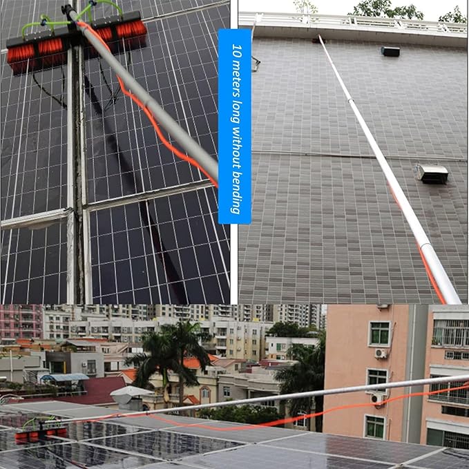 Window Cleaning Pole, Water Fed Telescopic Brush Photovoltaic Panel Cleaning Tool 30Cm Brush Head for Cleaning photovoltaic and Solar Panels and Other Cleaning Activities 3poles 55brush Head