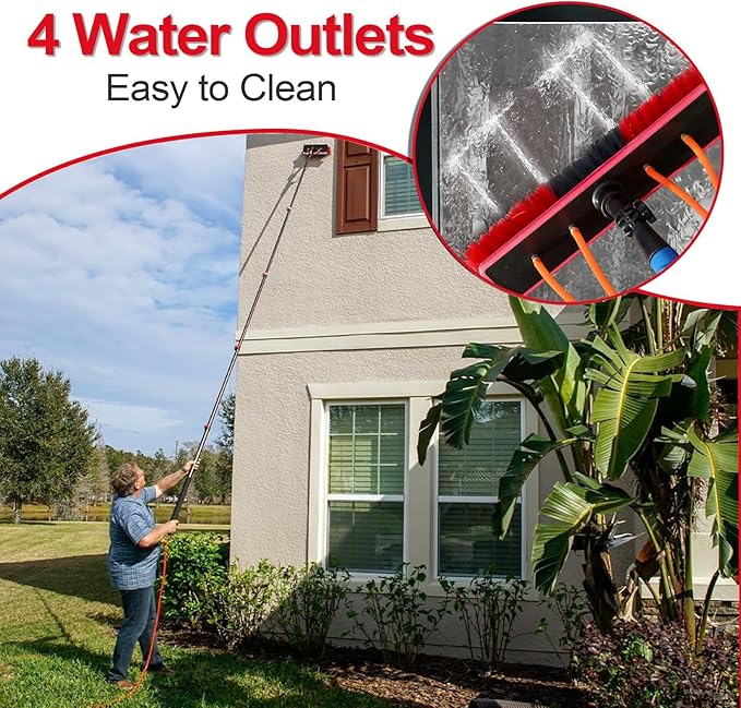 Telescopic Cleaning Brush, Multi-Purpose Water Spray Brush, Solar Panel Cleaning Equipment, Telescopic Hydrocleaner, 3.6m-10.8m, Roof Cleaning Tools Window Cleaner Kit(36FT/10.8M)