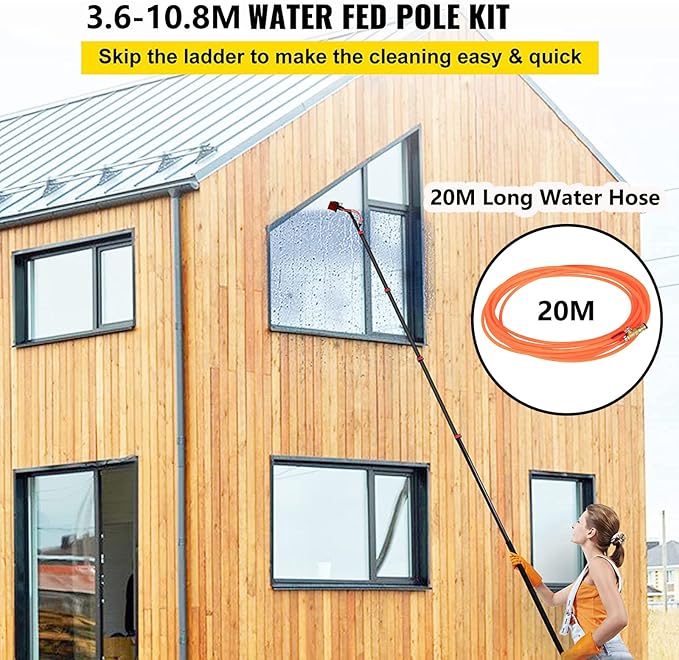 Window Cleaning Kit Window Cleaning Pole Water Fed Telescopic Brush 3.6M-11M Photovoltaic Panel Cleaning Tool 35Cm Brush Head for cleaning photovoltaic and solar panels