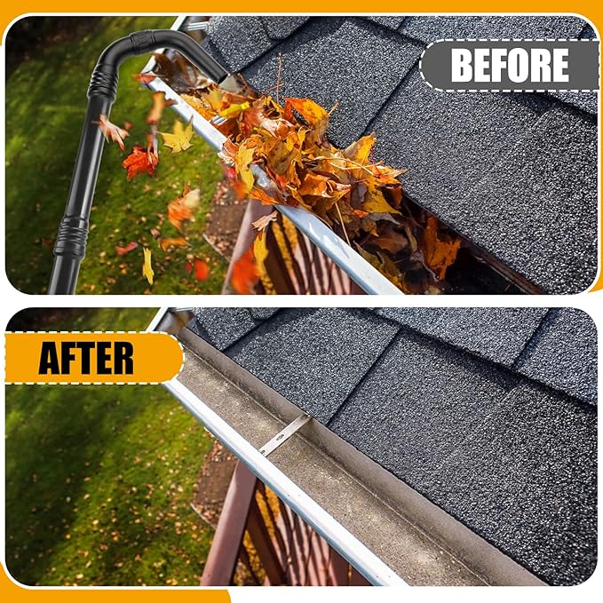 Zipcase Gutter Cleaning Kit - 9.25 ft Safe, with 360° Adjustable Nozzle, Ground-Level Leaf Blower Gutter Attachment Compatible with EGO 530CFM / 580CFM / 575CFM / 650CFM/ 615CFM/LBX6000 Leaf Blowers