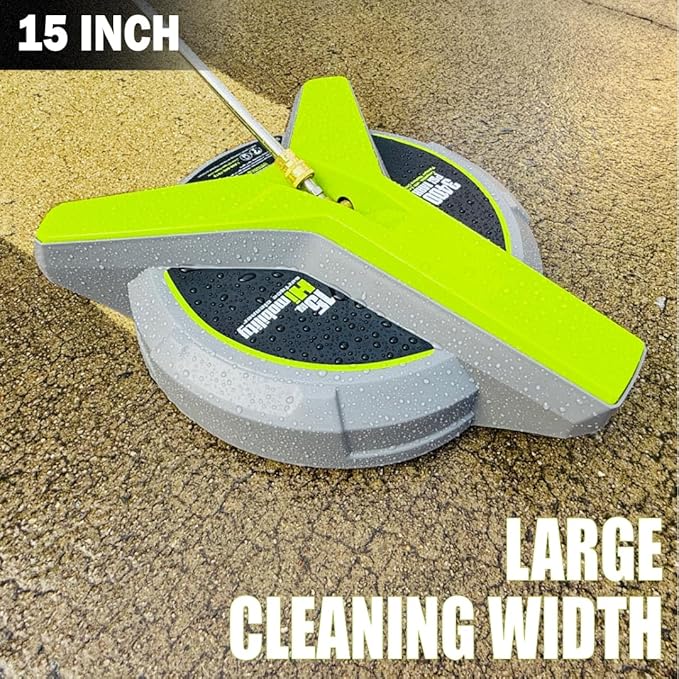 15" Gas Pressure Washer Surface Cleaner with Wheels 3400 PSI Max, Surface Cleaner for Power Washer Attachment for Concrete, Patio, Sidewalk, and Driveways