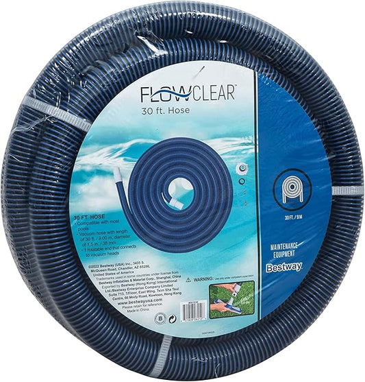 Bestway Flowclear Pool Cleaning Vacuum Hose 30 Feet | Compatible with Most Swimming Pools | Includes Adapter and Hose Clamps