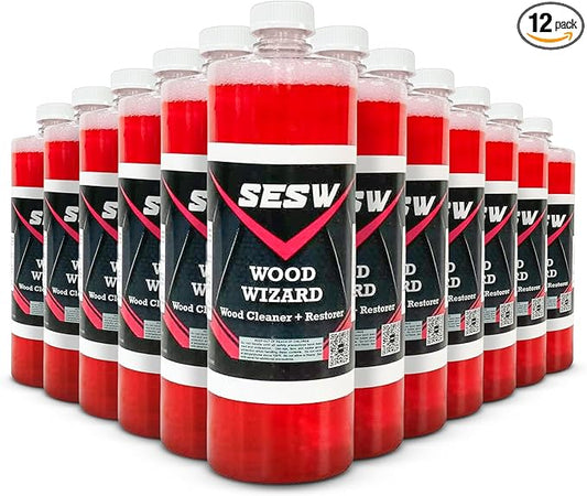 Southeast Softwash Wood Wizard | Heavy Duty Wood Floor Cleaner & Stain Remover | No-Bleach Wooden Floor Cleaner for Decks, Fences, & Docks | Odorless Concentrated Solution (1 Quart Bottle, 12 Pack)