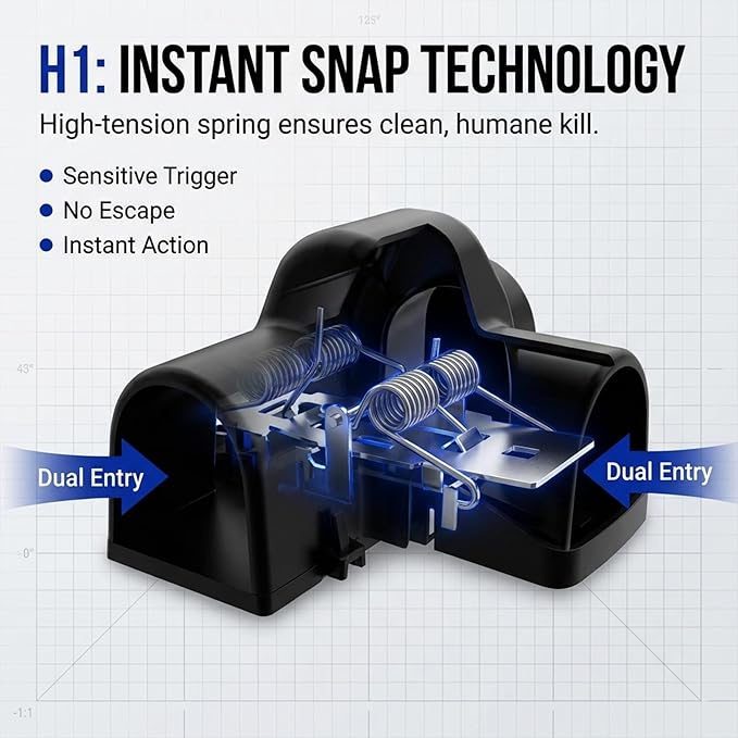 Rat and Chipmunk Traps. Prevents Accidental Triggering with Dual Tunneled Design. Covered Snap Traps for Humane Kill, Reusable, Pest Control for Rats,Outdoor Indoor & Use 2 Pack