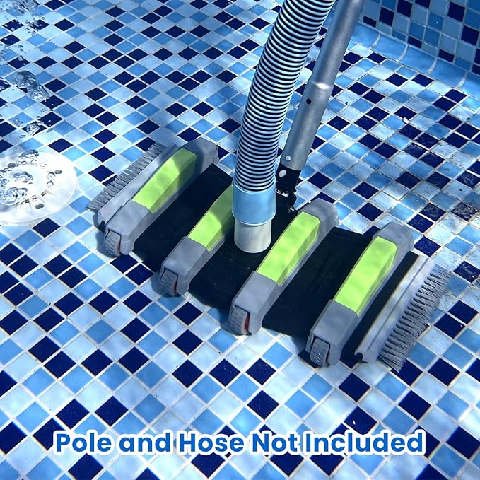 Sepetrel Heavy Duty Pool Vacuum Head with Wheels & Aluminum Handle, Professional Weighted Flexible Vacuum Head