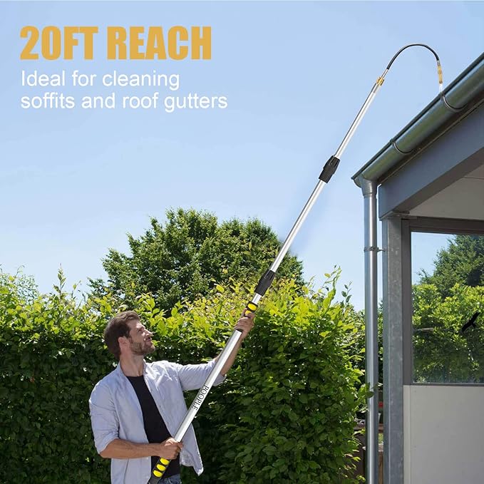 Gutter Cleaning Tools from The Ground, Telescoping Gutter Cleaner Wand with Adjustable Water Flow, Rain Gutter Cleaning Tool