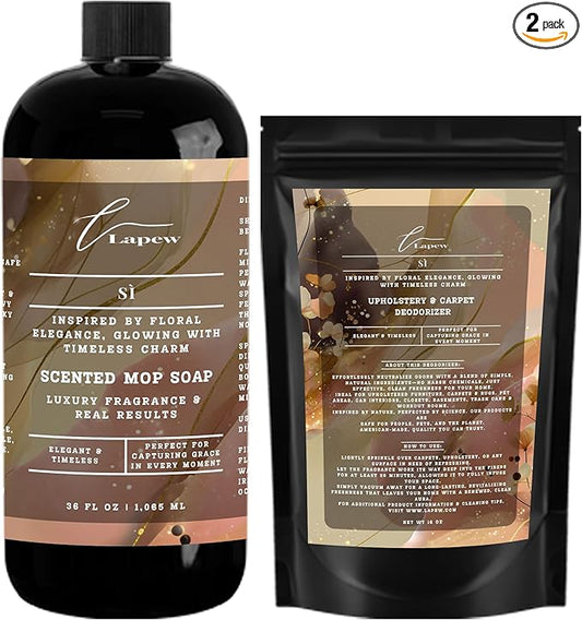 Lapew Si Bundle – Carpet Deodorizer Powder & Scented Mop Soap Set – Odor Eliminator for Pet-Friendly Homes
