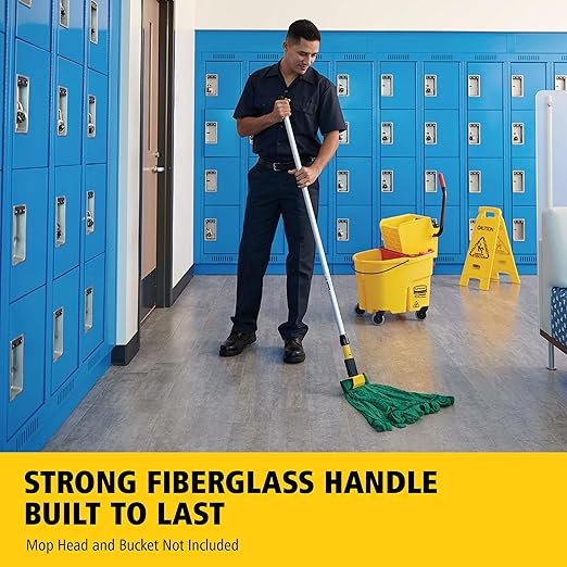 Rubbermaid Commercial Products Gripper 60" Fiberglass Wet Mop Handle Gray for Professional/Industrial Floor Cleaning Compatible with 5" Headband Mops