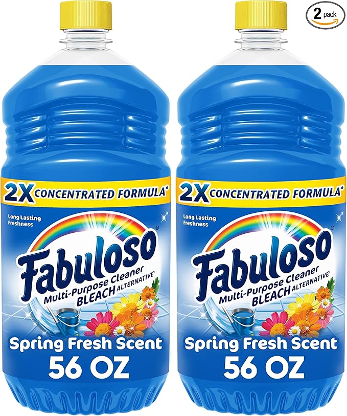 Fabuloso Multi-Purpose Cleaner and Floor Cleaner, 2X Concentrated Formula, Long-Lasting Freshness, Spring Fresh Scent, 56 oz (Pack of 2)