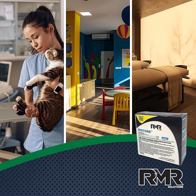 RMR Solutions RESTORE Disinfectant & Cleaner Concentrate, EPA Registered Mold Remover & Antibacterial Cleaning Solution for Kitchen, Bathroom, Floor, Home, Pet Areas, Counter, 13.1g, Makes 16 Quarts