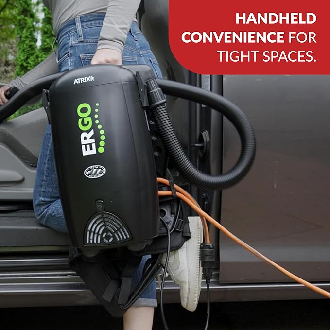 Atrix Ergo Backpack Canister Vacuum, Portable Cleaner with Attachments for Professional and Residential Use, VACBP1 Standard Bundle