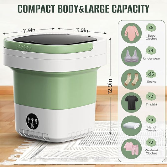 Portable Washing Machine, 16L Foldable & Lightweight, 3 Cleaning Modes, Compact Laundry, No Installation & Easy to Use for Travel, RV, Small Apartment & Dorm Room