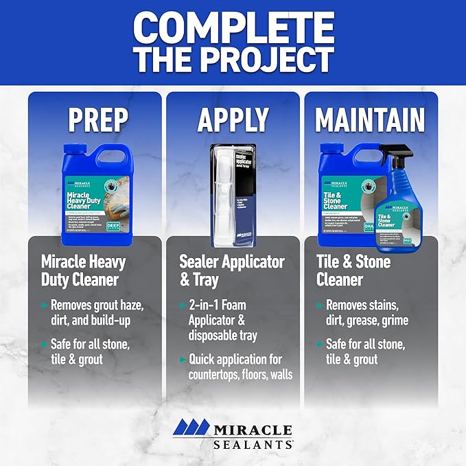 Miracle Sealants Miracle Heavy Duty Tile & Stone Cleaner, Grout Haze Remover, Non-Acidic, Quart, 6 Pack