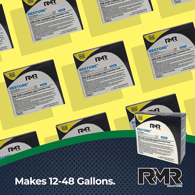 RMR Solutions RESTORE Disinfectant & Cleaner Concentrate, EPA Registered Mold Remover & Antibacterial Cleaning Solution for Kitchen, Bathroom, Floor, Home, Pet Areas, Counter, 13.1g, Makes 16 Quarts