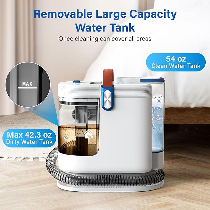 WURESE Portable Carpet & Upholstery Cleaner – 15KPa Powerful Spot Cleaner for Pet Urine, Couch, Stairs & Car Seats – Handheld Deep Cleaning Machine with Self‑Cleaning System & 2 Tools, Teal