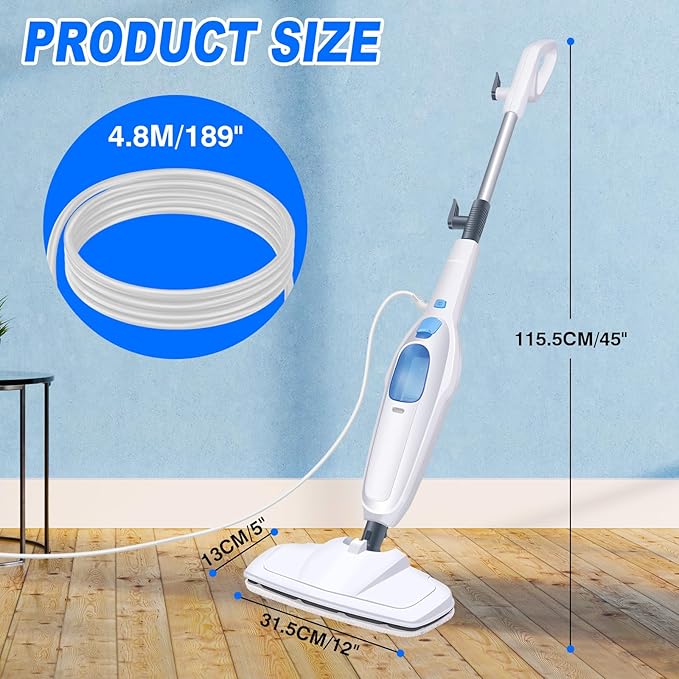 Electric Cleaner Floor Hot Steam Mop 1500W Floor Steam Cleaner 5-in-1 Tile Cleaner Hard Wood Floor Cleaner MultiPurpose Handheld Steam Cleaner with 2 Washable Microfiber Pads