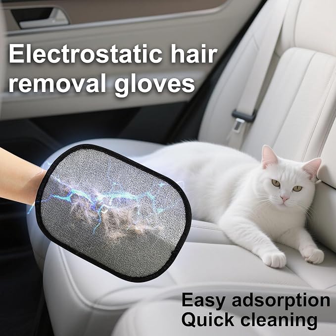 2-PCS Pet Hair Remover Gloves with A Hair/Lint Removal Tool, Reusable Magic Brush Pet Hair Removal Glove for Dogs & Cats, Remove Dog/Cat Hair from Couch, Carpet, Car Seat. - Image 7