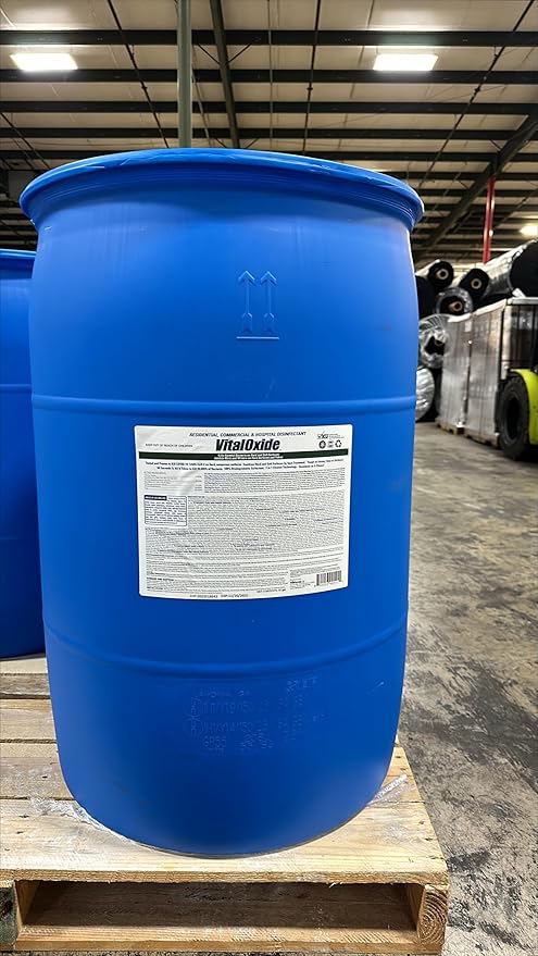 Vital Oxide 55 Gallon Drum Hospital Grade Disinfectant| Deodorizer, Food-Contact Sanitizer| Kills 99.9% of Viruses and Bacteria| Kills Mold & Mildew,| Odorless