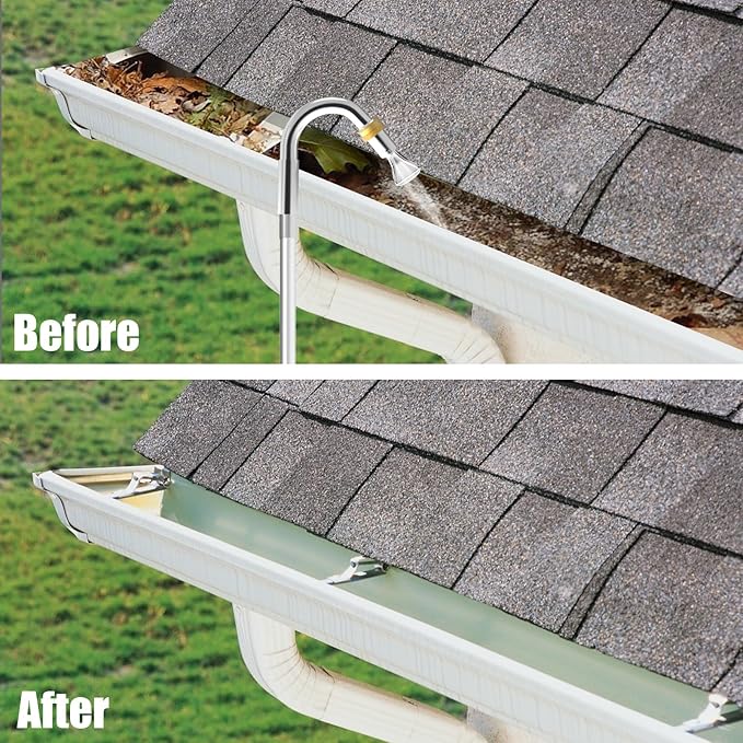 Gutter Cleaning Tools from Ground, 16FT Telescoping Pole (24FT Reach) - Heavy-Duty Zinc Alloy Head, 360° Spray Nozzle & Leak-Proof Kit/11