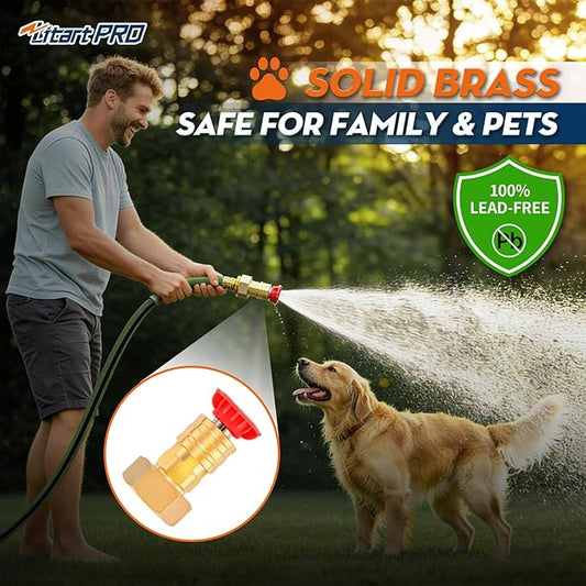 Garden Hose to Pressure Washer Adapter, Lead-Free Brass 3/4" GHT to 1/4" Quick Connect, Turn Hose Into Pressure Washer, Leak-Proof Pressure Washer Hose Adapter for Car Wash,Pets & Watering Flowers