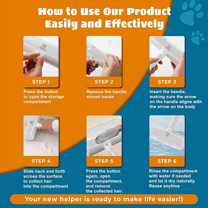 Pet Hair Remover with Fur Collector - Easy to Use Pet Hair Removal Tool - Cat & Dog Hair Remover for Couch, Furniture, Clothes, Bedding, Car - Reusable Lint Roller (White) - Image 4