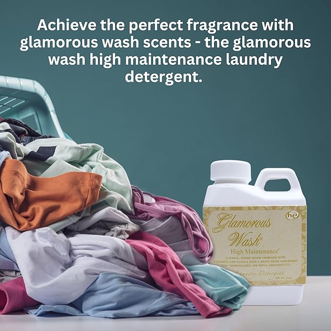 Worldwide Nutrition Bundle: Tyler Candle Company Glamorous Wash High Maintenance Scent Fine Laundry Liquid Detergent - Hand and Machine Washable - 4 oz (112 grams) Container and Keychain