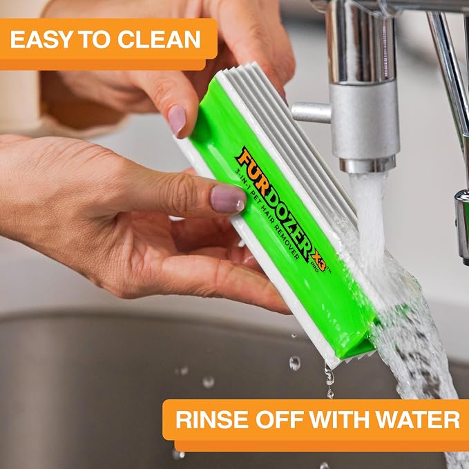 FurDozer Pet Hair Remover & Auto Detailing Tools - Cat & Dog Hair Remover for Carpets, Car Interiors, Couches, Bedding, & Pet Furniture (Green, X3 MEGA - 10" Long) - Image 9
