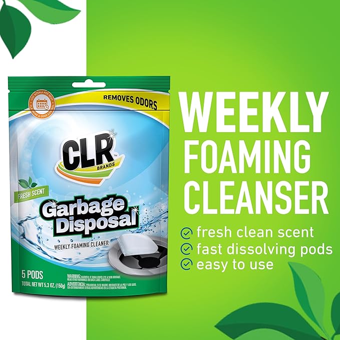 CLR Brands Garbage Disposal Cleaner and Deodorizer Pods, 20 Count, Fresh Scent, Foaming Drain Odor Eliminator, 5 Month Supply
