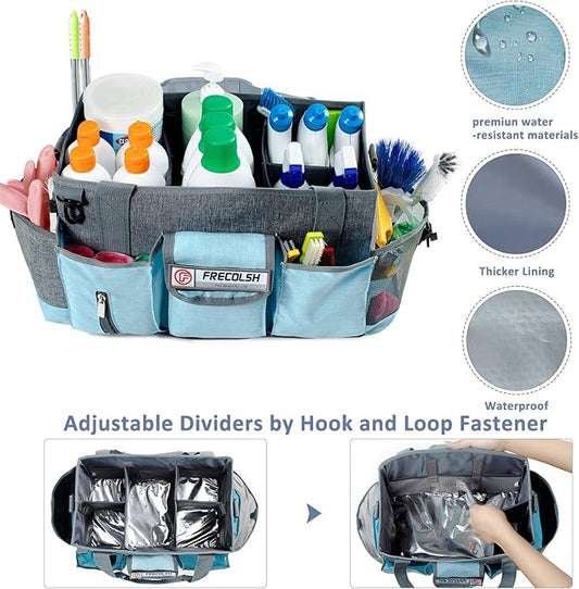 Large Cleaning Caddy for Cleaning Suppliers Organizer,15" Storage Organizer for House Clean Essential, Wearable Cleaing Bag, Storage Caddy for Housekeeping