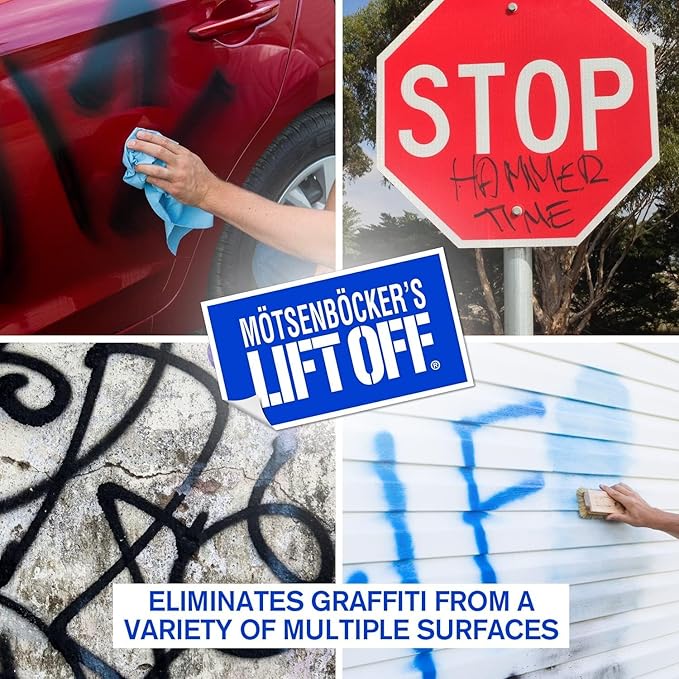Motsenbocker's Lift Off 41103 Spray Paint and Graffiti Remover Safely Removes Spray Paint, Acrylic, and Enamel From Wood, Metal, Concrete, Plastic, and More, Water-Based, 32 Fl Oz, Pack of 1