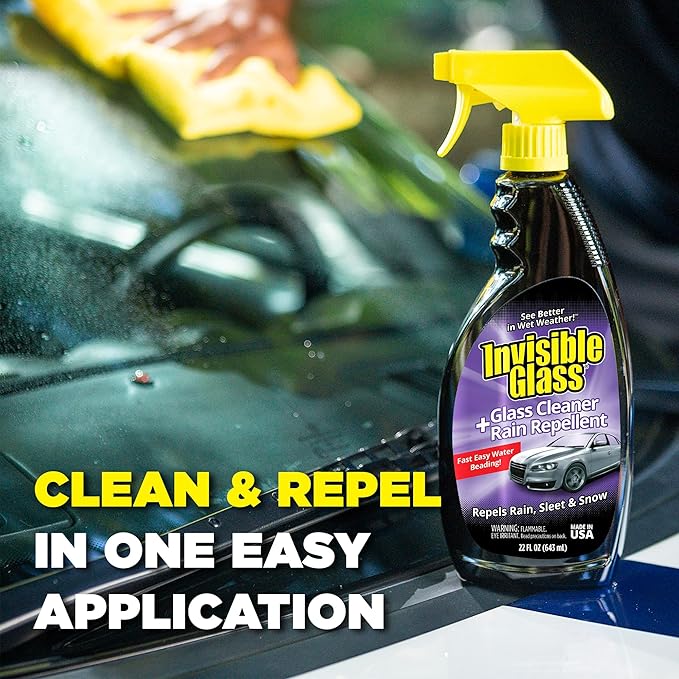 Invisible Glass 92184-2PK Glass Cleaner + Rain Repellent 2-in-1 Windshield and Window Spray, Cleans Auto Glass, Repels Rain, Sleet, Snow, Improves Wet Weather Visibility ?€? 22 fl oz (Pack of 2)