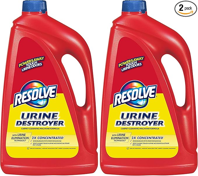 Resolve Urine Destroyer Steam Carpet Cleaner Solution – Concentrated Formula Urine Eliminator for Pet Stains & Odors,Safe for Bissell,Hoover & Rug Doctor,60 fl oz,(Pack of 4)