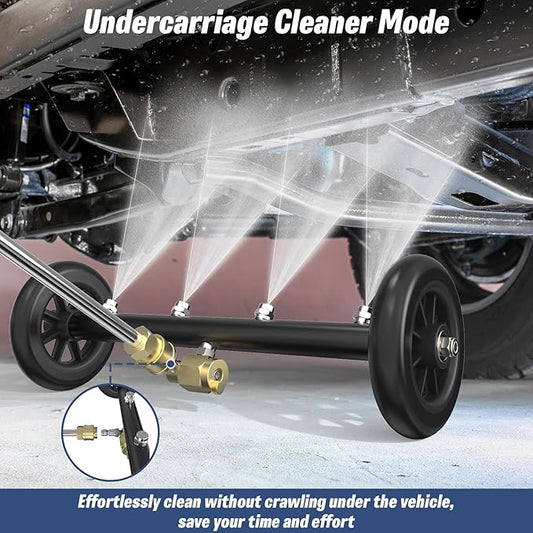 Undercarriage Pressure Washer Attachment, 16" Water Broom and Under Carriage Car Cleaner, Electric Power Wash Accessories with 3 Pieces Extension Wand, 1/4" Connector, 4000 PSI, Black