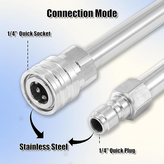 JOEJET Pressure Washer Extension Wand, Stainless Steel Body and Fittings, 17 Inch Power Washer Lance with 1/4 Inch Quick Connect, 2 Pack