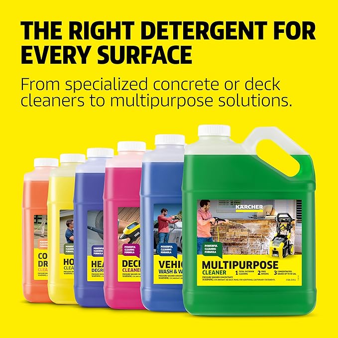 Kärcher Heavy Duty Cleaner, Removes Grease, Dirt, and Grime, Highly Concentrated, Makes up to 40 gal of Cleaner, Residue Free, Readily Biodegradable, For Pressure Washers