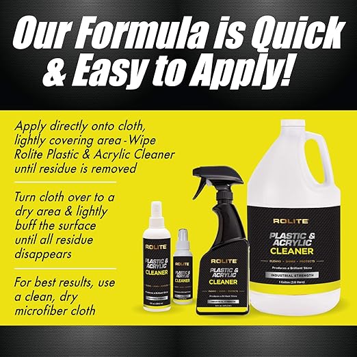 Rolite RPAC1g Plastic & Acrylic Cleaner Spray Refill, 1 Gallon, High Shine Protectant & Polish for Nonporous Surfaces, Streak-Free Formula for Windshields, Windows, Headlights, Retail Displays