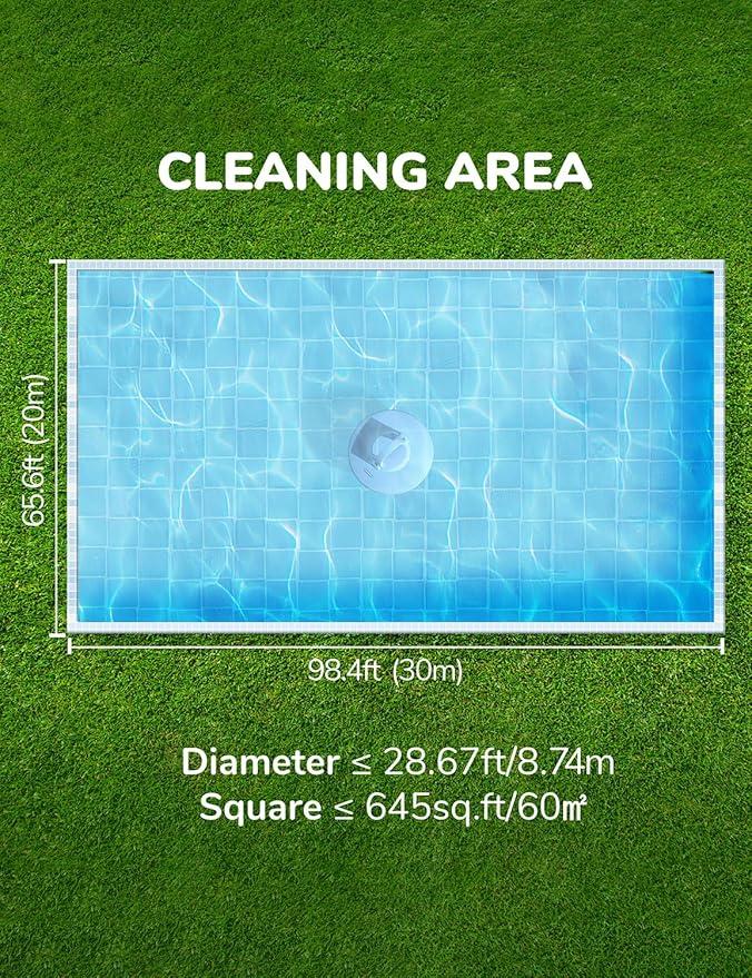 Robotic Pool Cleaner, Pool Vacuum for Above Pools with Dual-Drive Motors, Self-Parking Technology for Above-Ground Flat Pools up to 645sq.ft (Lasts 90 Mins)